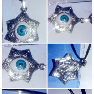 Greek Evil Eye Suede Necklace lt501-6aqu
 Evil Eye new vintage from Greece 🇬🇷